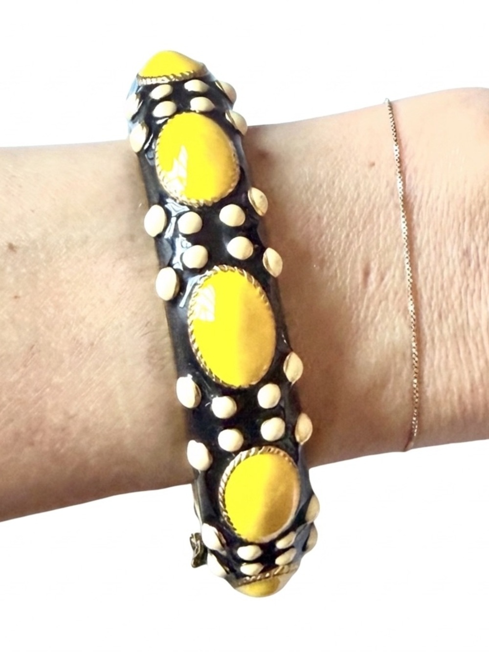 J. Crew Yellow and Black Enamel Bracelet